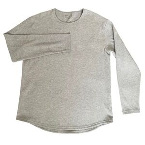BYLT Men Shirt XL Gray Long Sleeve Waffle Knit Thermal Curved Hem Crew Neck
